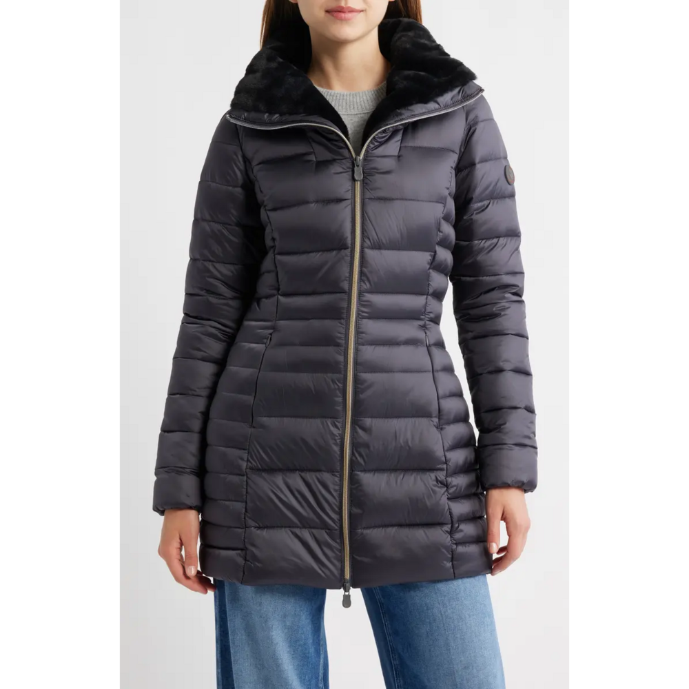 Save The Duck Caroline Water Repellent Satin Puffer Jacket | Nordstrom in Black